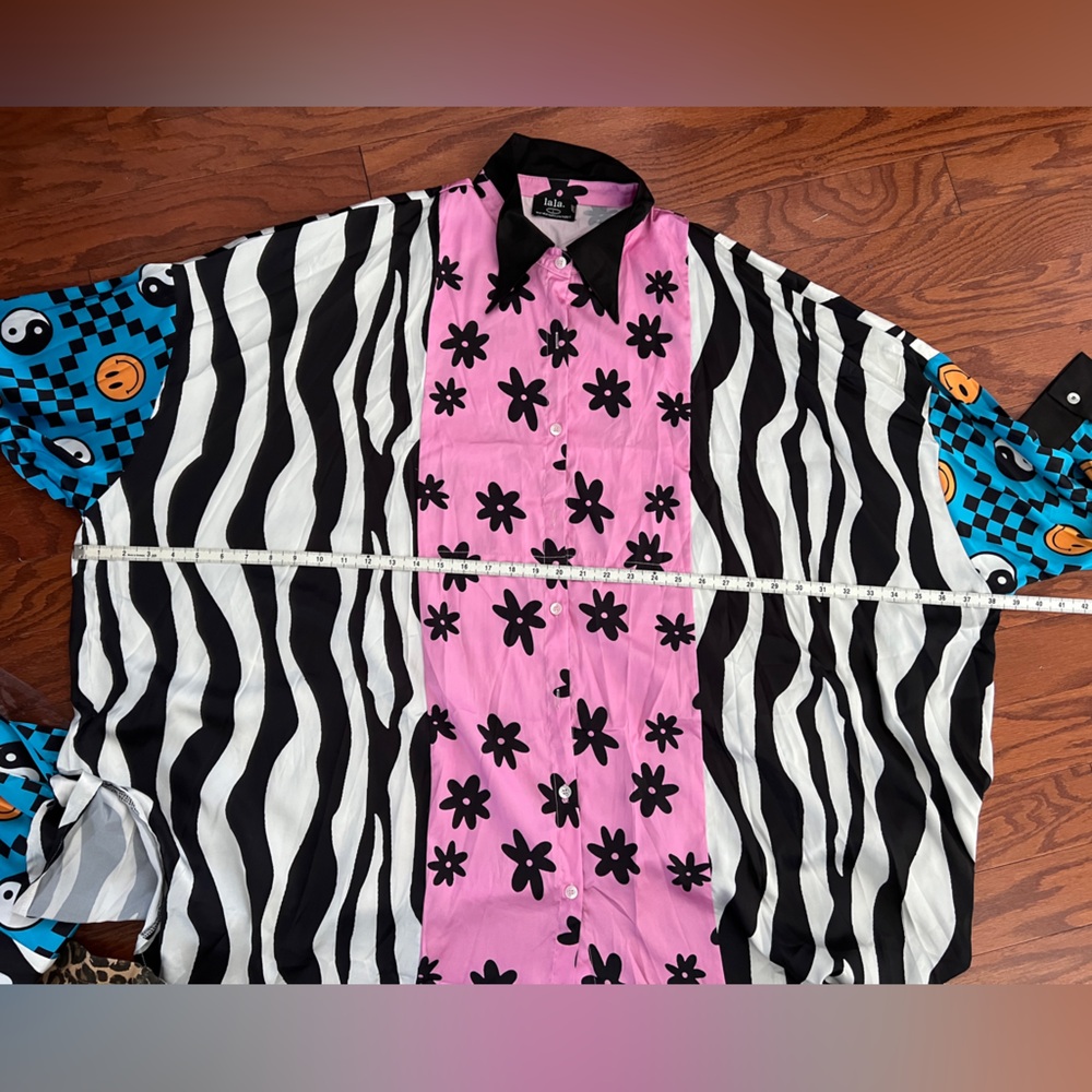 Dressed in lala Colorful satin set Button-Up Shirt and Pants Set L - Picture 4 of 4